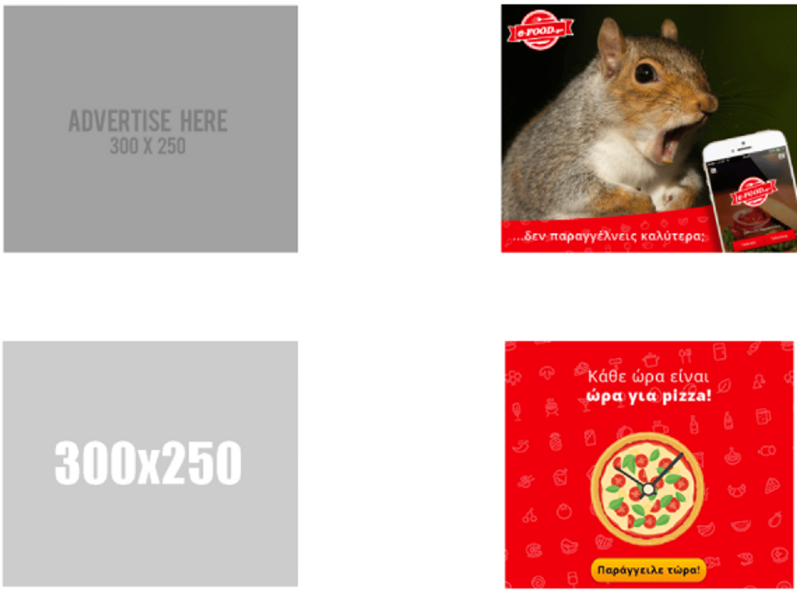Here we see the variations of the test. Two empty banners vs two branded banners.